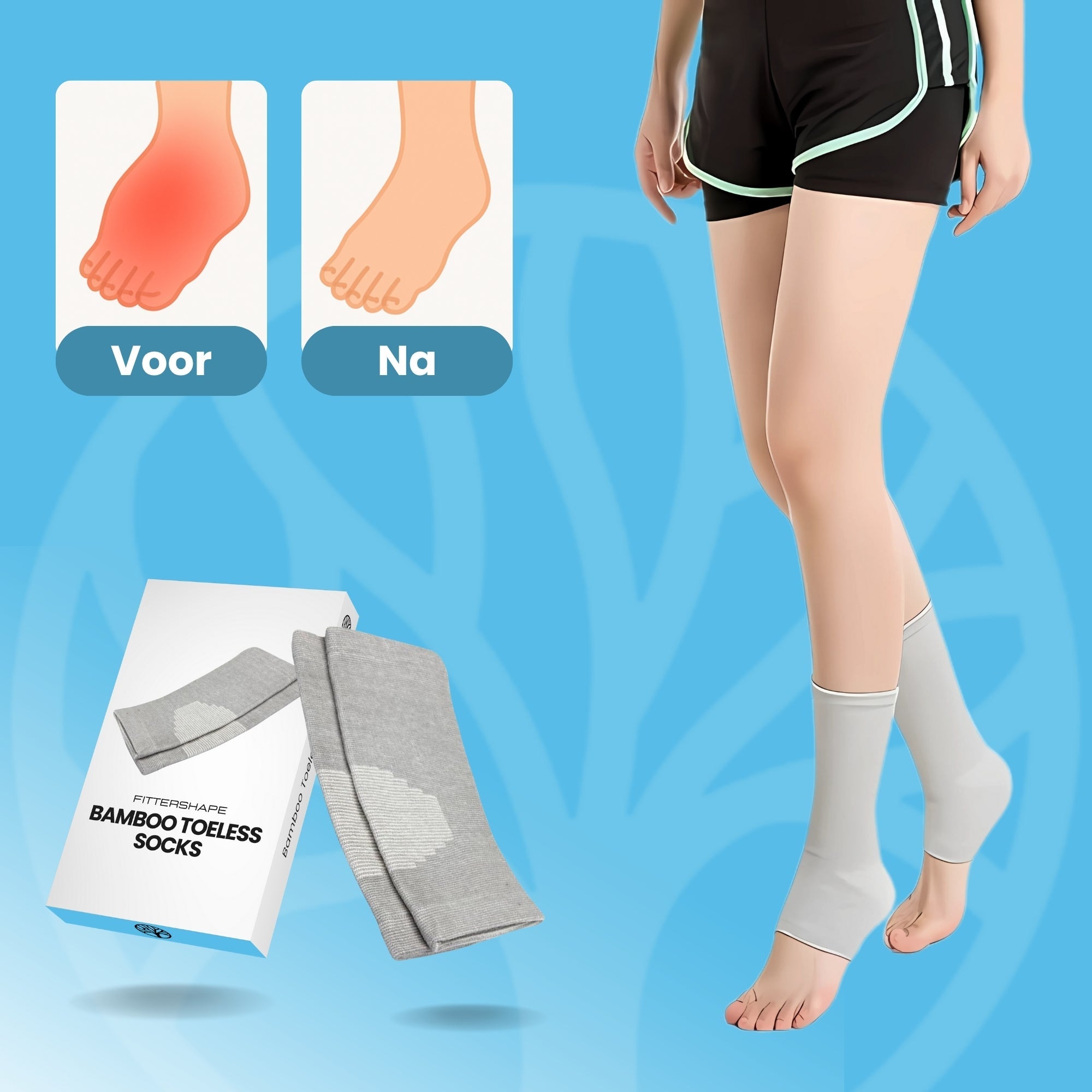 Teen-open compressiekousen voor verlichting bij neuropathie