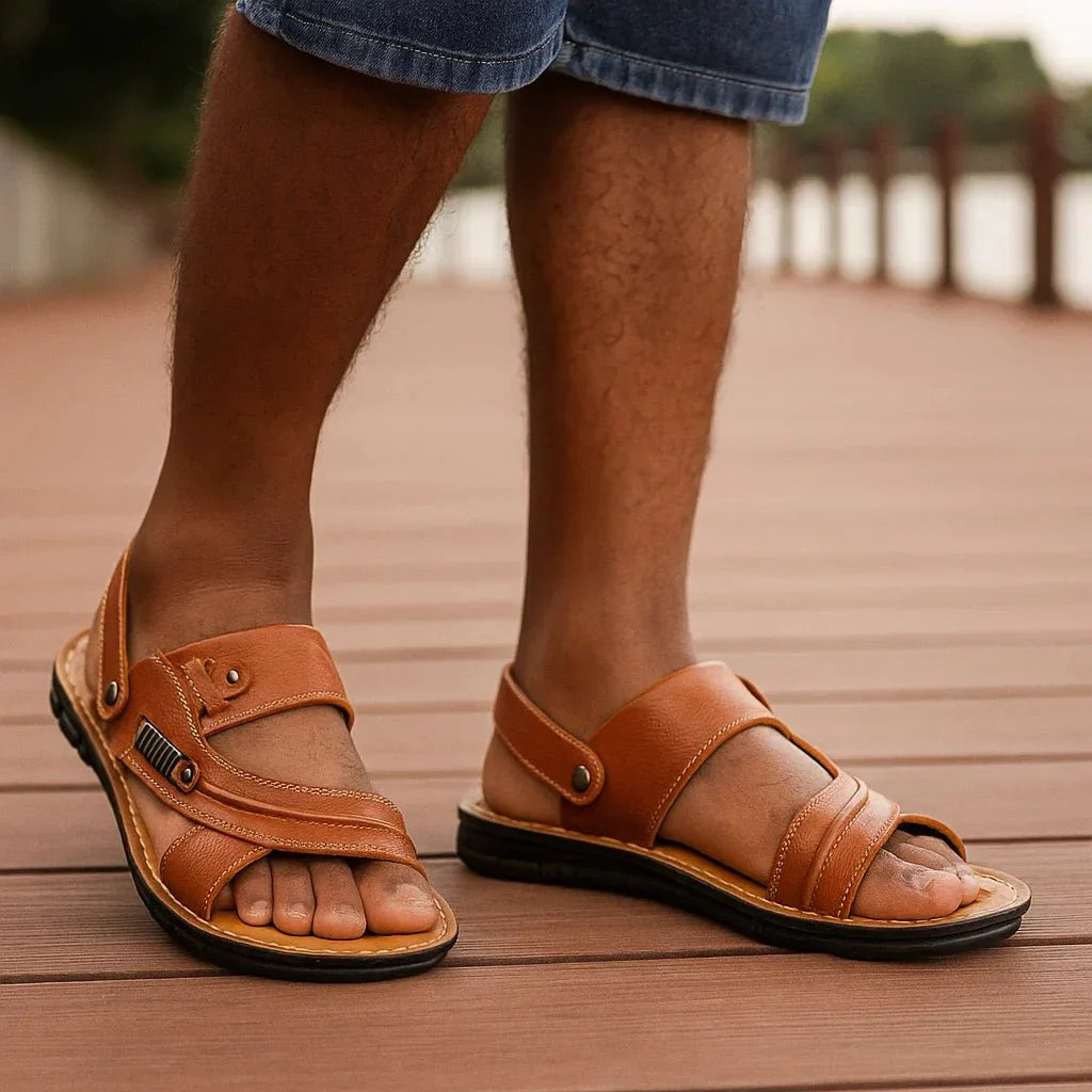 Bastian heren sandalen met boogondersteuning en antislip zool - detailopname