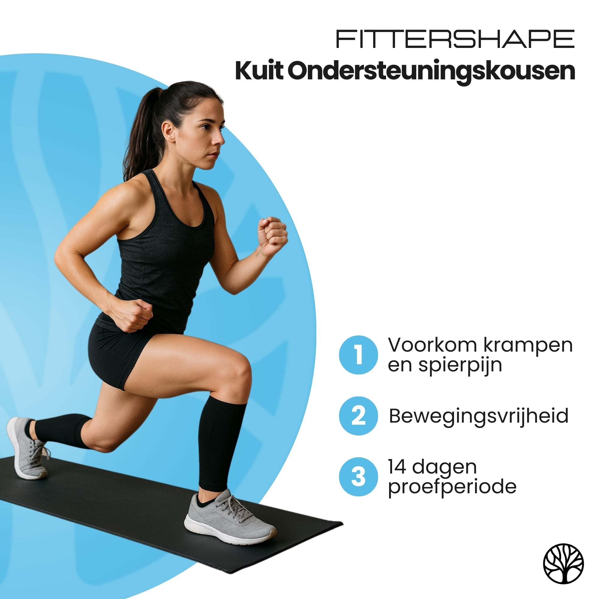 Kuit ondersteuningskousen aan been gedragen tijdens sport