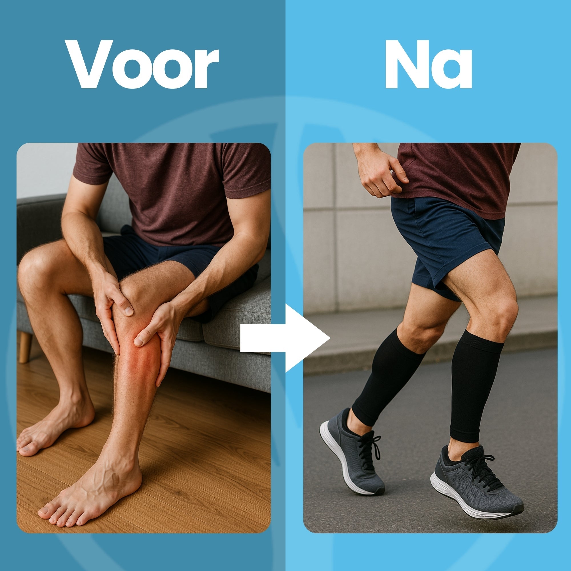 Hardloper draagt Calvo kuit ondersteuningskousen tijdens training