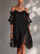 Dames maxi-jurk in luchtig chiffon met slanke pasvorm en elegante V-hals