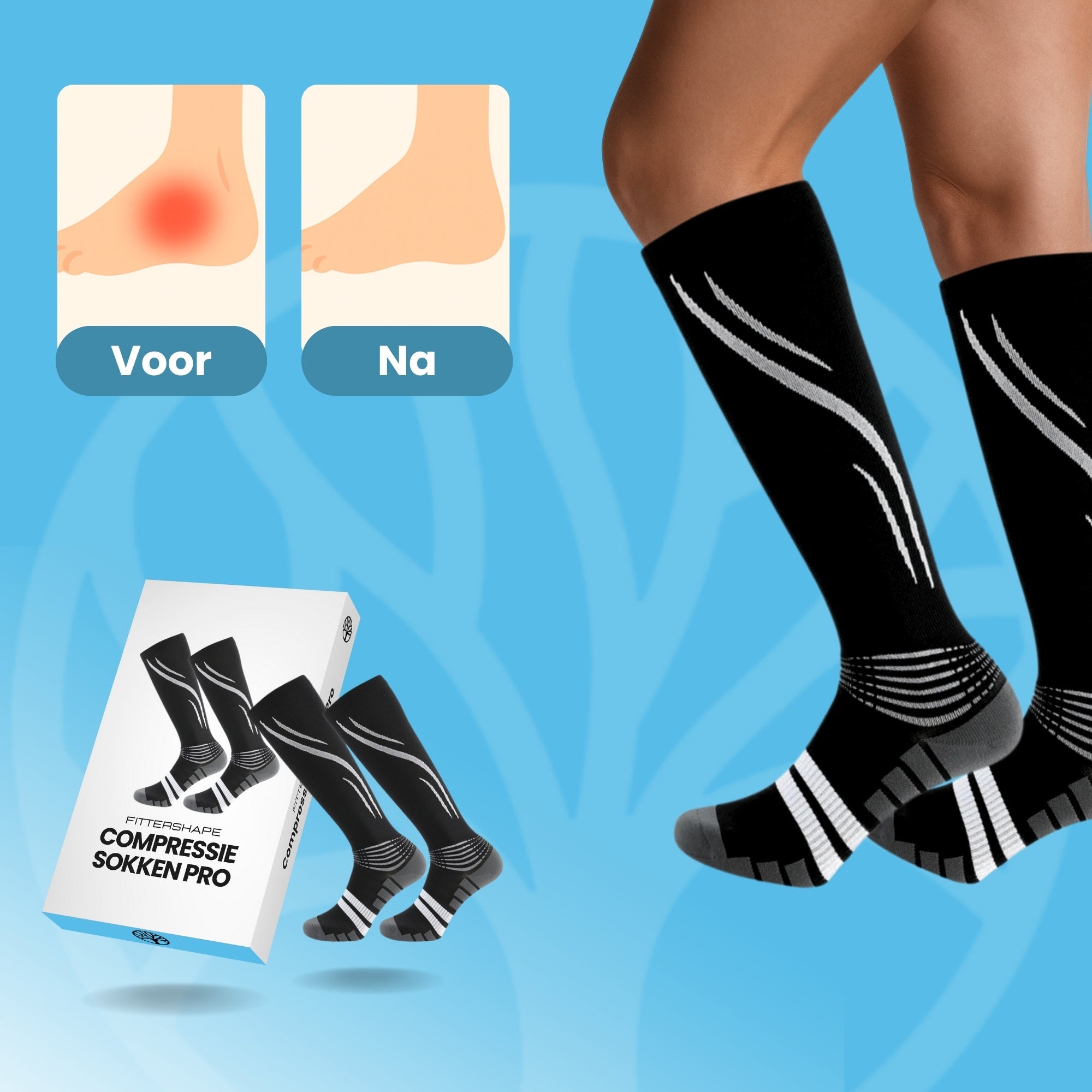 Detail van de compressiestructuur van de Compra sok