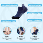 Zijaanzicht compressiesok met strakke pasvorm