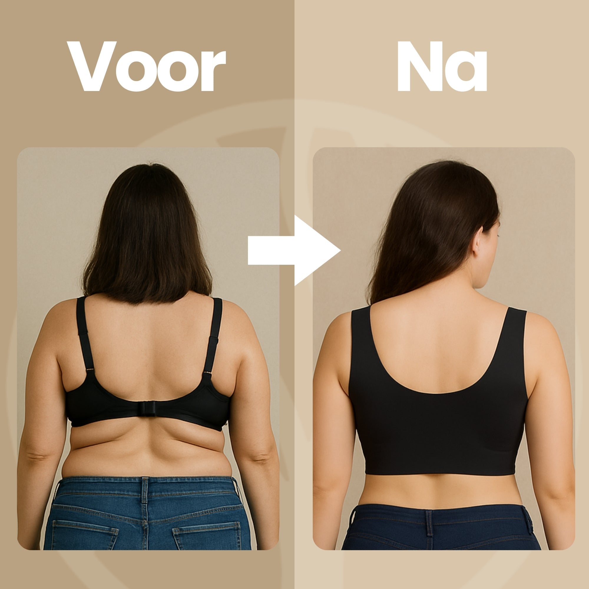 Beugelloze BH met brede schouderbandjes zonder snijden