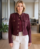 Binnenvoering detail van de Sylva militaire wollen damesblazer