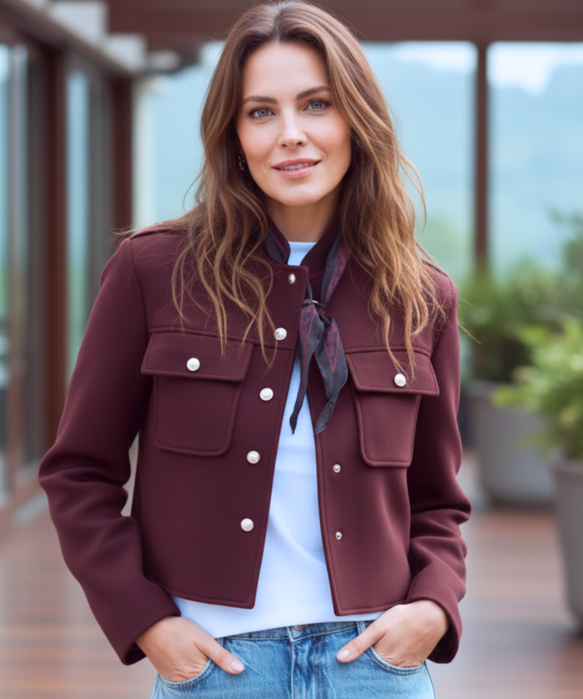 Dames militaire blazer ivoor wol - getailleerd silhouet totaaloverzicht