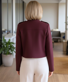 Sylva dames wollen blazer militaire snit grijs - volledige look