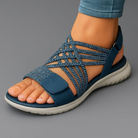 Veira dames orthopedische sandalen in zwart met verstelbare elastische bandjes