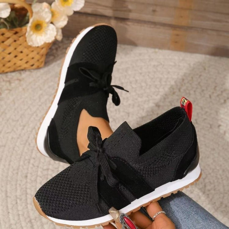 Mila dames orthopedische slip-on sneakers met gebreide structuur zij-aanzicht