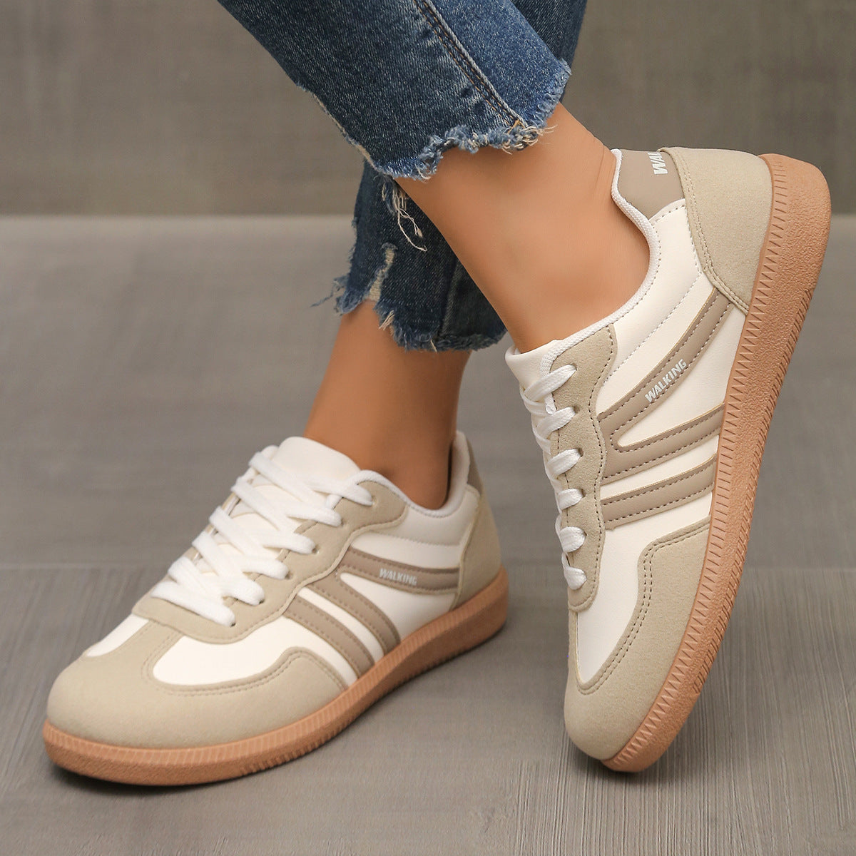 Diona dames orthopedische sneakers in off-white zijaanzicht