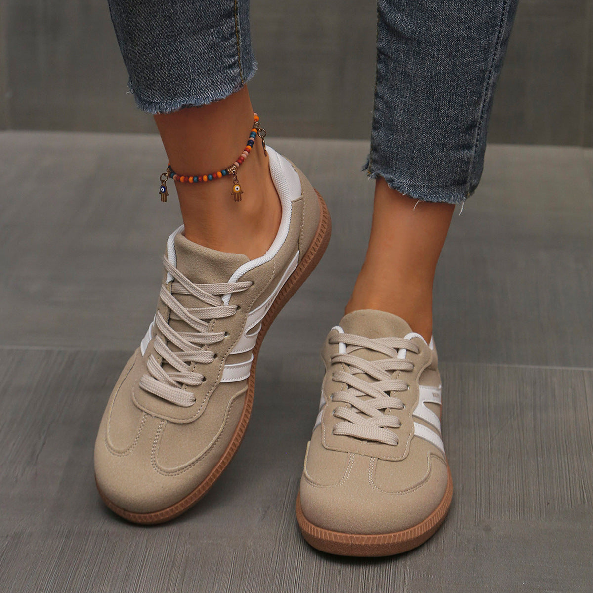 Diona bruine orthopedische sneakers dames pasvorm zijaanzicht