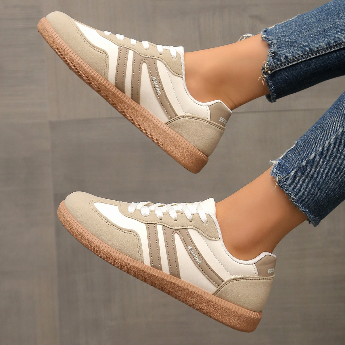 Diona khaki orthopedische sneakers dames buitenkant
