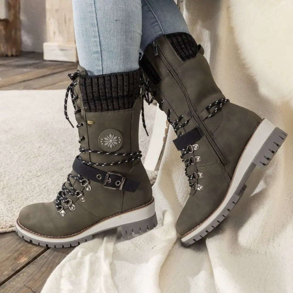 Wintara bruine dames winterlaars – comfortabele teendoos en warme voering