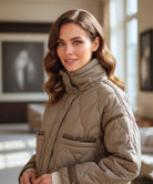 Dames puffer jas met winddichte buitenstof en ritsluiting