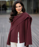 Dames wrapjas houtskoolgrijs met oversized sjaalkraag
