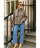 Oversized wrapjas gedrapeerde sjaalkraag op schouders