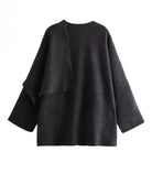 Vooraanzicht dames oversized wollen wrapjas met strikceintuur