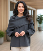 Oversized wollen jas met midi-lengte in bordeauxrood