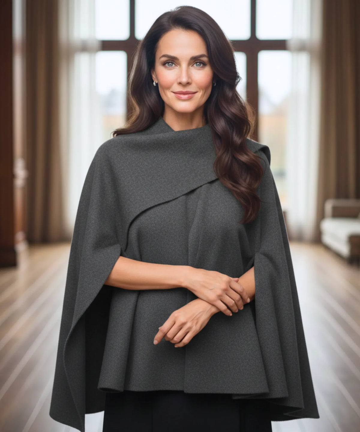 Midi-lengte wrapjas in taupe voor dames