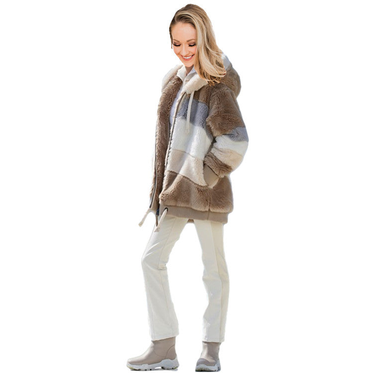 Pluche damesvest in kleur Kaki, urban casual look