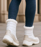 Zwarte snowboots voor dames met antislip rubberzool en gewatteerde schacht