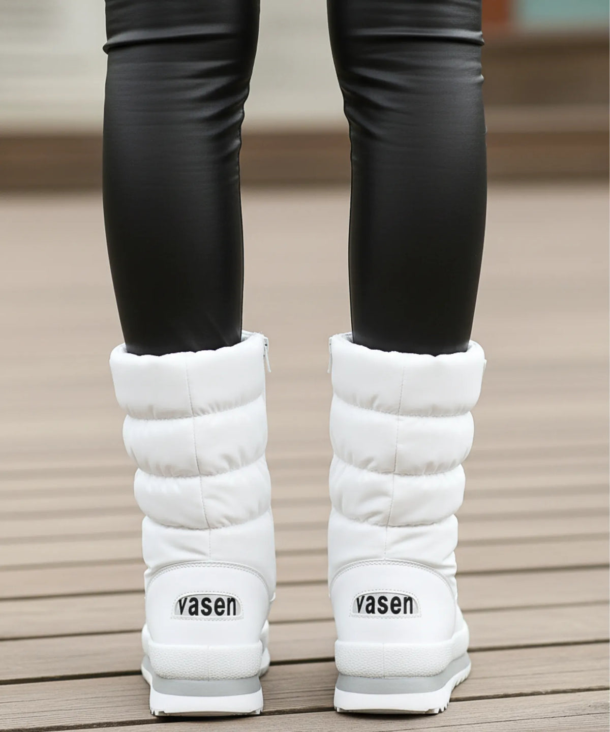 Celina puffer snowboots dames wit zijrits trekker detail