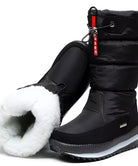Celina waterproof snowboots koningsblauw dames sherpa voering detail