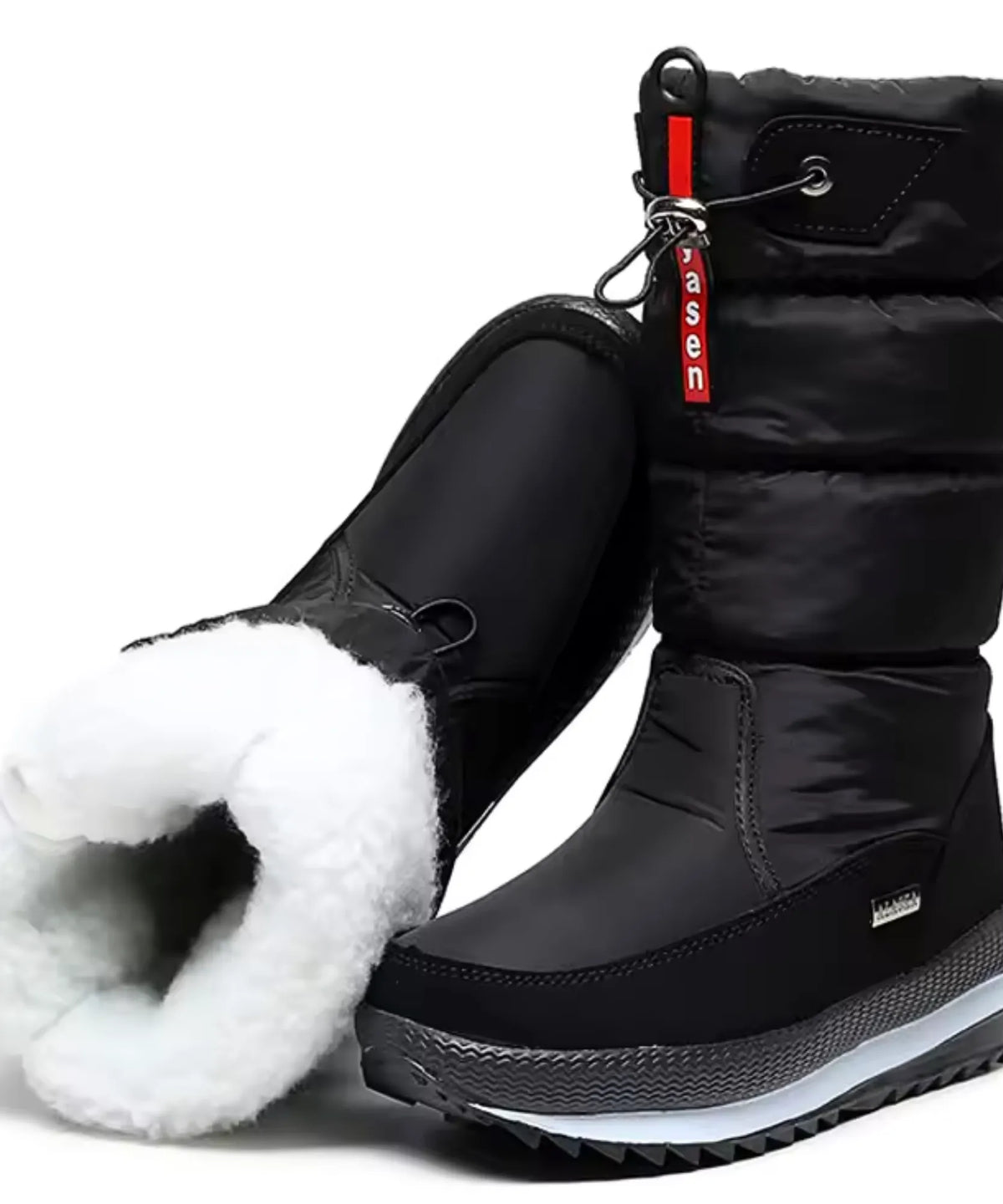 Celina waterproof snowboots koningsblauw dames sherpa voering detail