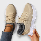 Casual dames winter sneakers in beige met verstelbare vetersluiting