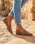 Dana dames orthopedische suède loafers in khaki