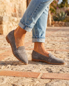 Orthopedische damesloafers in zwart suède