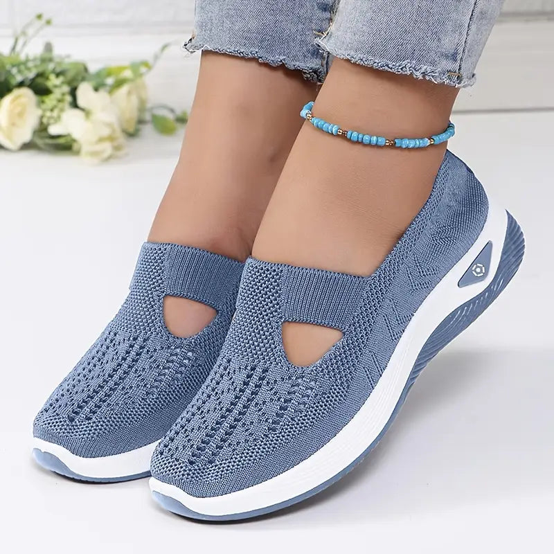 Demi dames sneakers in blauw, achterkantdetail