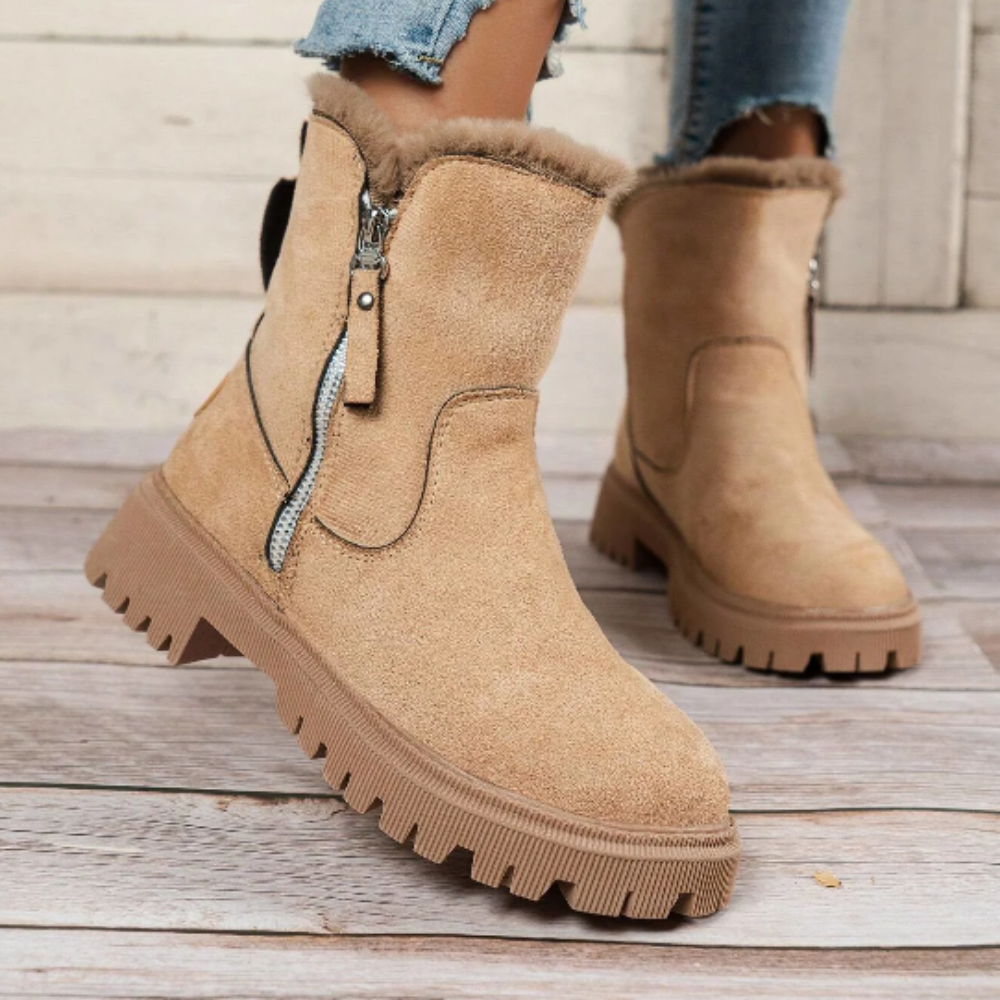 Vooraanzicht Elske dames winterlaarzen maat 38 beige