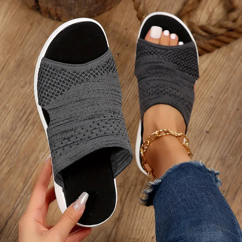 Fenna slip-on slides donkergrijs voor dagelijks gebruik dames zomer