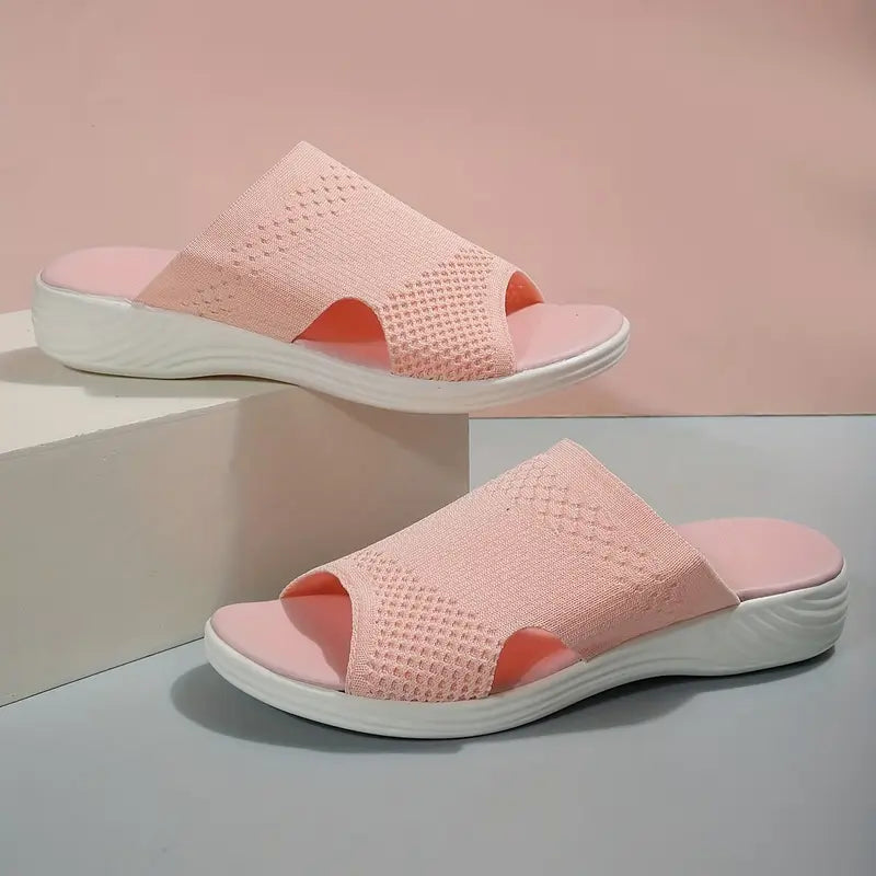 Fenna slides blauw zoolaanzicht lichte zomersandaal dames