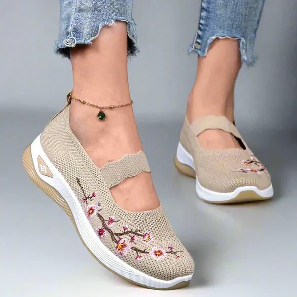 Fiona casual sneakers voor dames in beige kleur