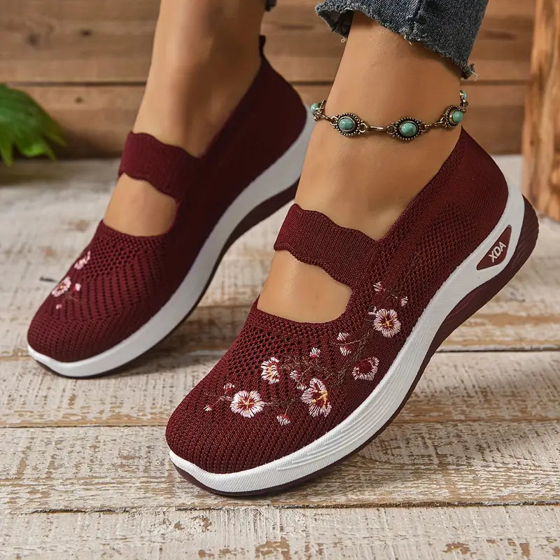 Rode Fiona damesneakers met anti-zweet technologie detailopname