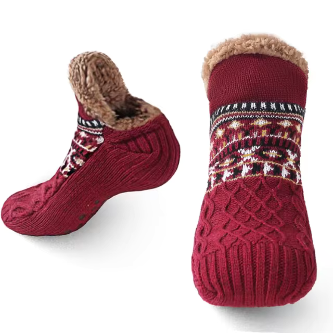 Unisex fleece huissokken in grijs extra warm polyester materiaal