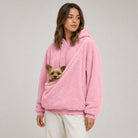 Oversized fleece hoodie met ingebouwde huisdierenzak in lichtbruin