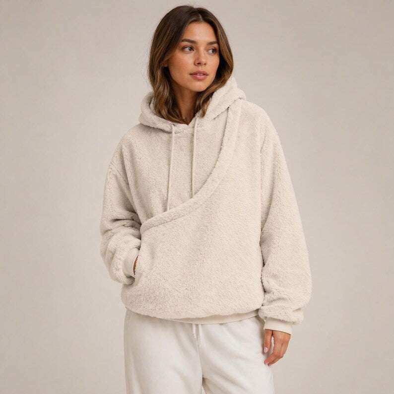 Detailopname van de ingebouwde zak van de huisdieren hoodie