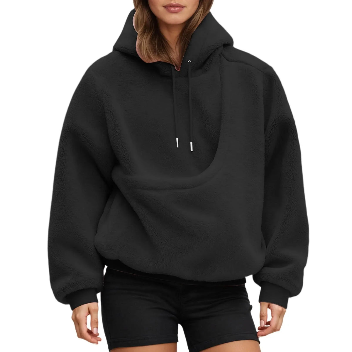 Fleece hoodie met huisdierenzak in kleur roze