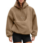 Zachte polyesterfleece hoodie met kangoeroe-zak in grijs