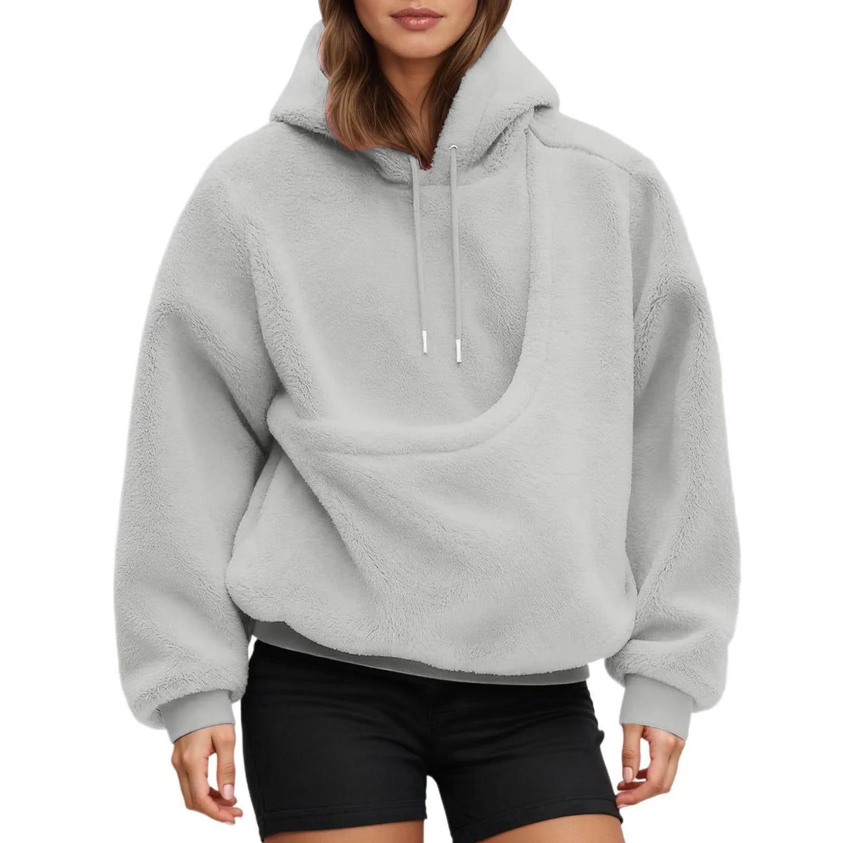 Maattabel fleece hoodie met huisdierenzak S t/m XXL