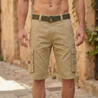 Daan heren cargo short in kaki met rechte pasvorm en meerdere zakken