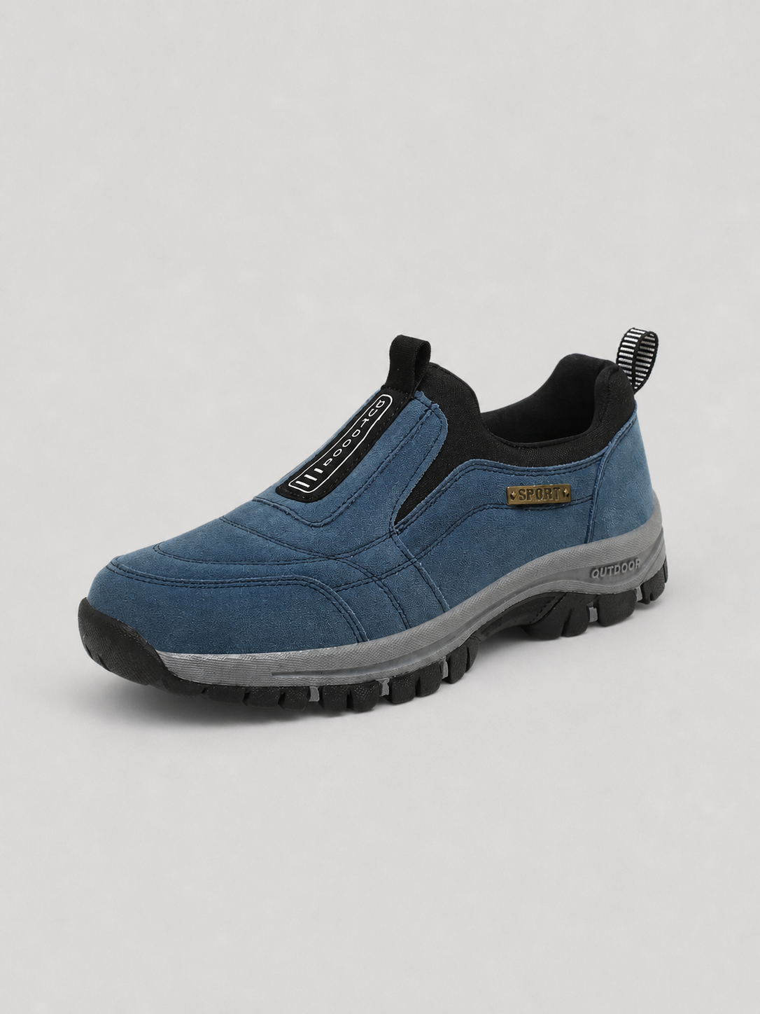 Bruine instapschoenen voor heren met textiel en synthetisch bovenwerk