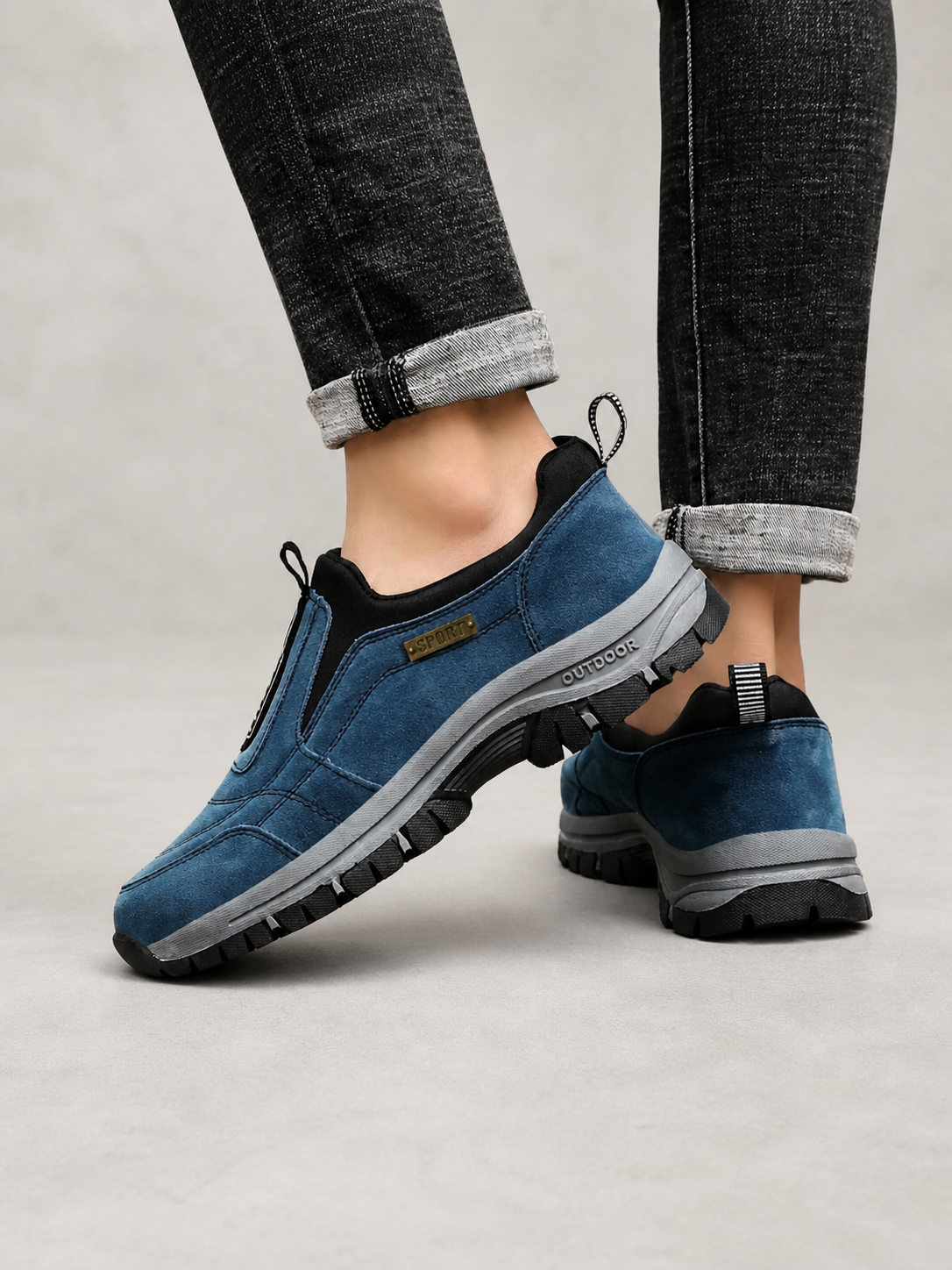 Khaki heren wandelschoenen met robuuste zool voor outdoor gebruik