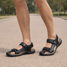 Rowan heren leren sandalen in zwart met antislip EVA-zool