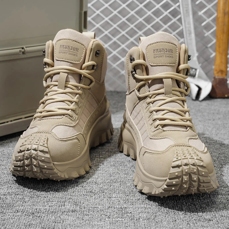 Heren hardloopschoenen in beige kleur met vetersluiting en orthopedische ondersteuning