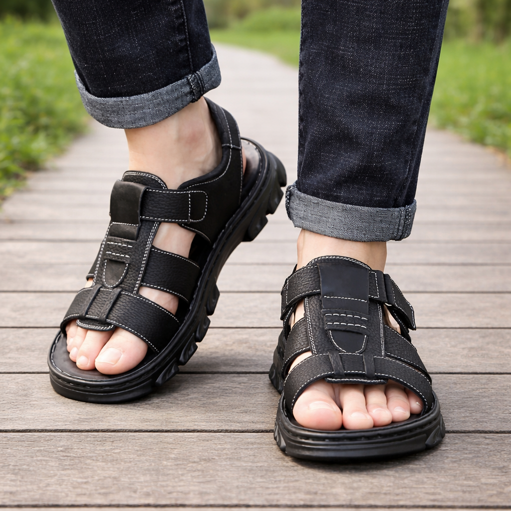 Davio heren sandalen met orthopedische massagezool en voetboogondersteuning