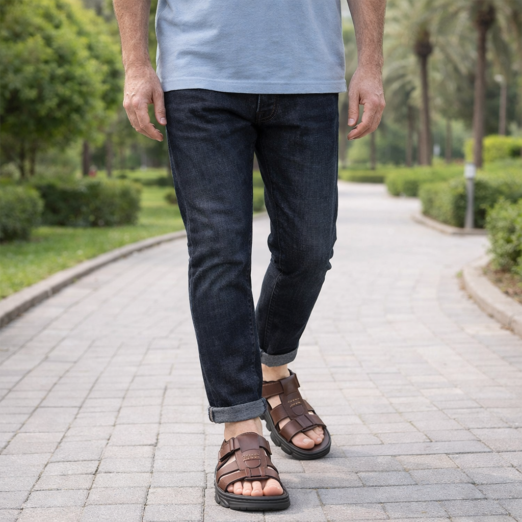 Davio leren orthopedische sandalen voor dagelijks gebruik en lange wandelingen